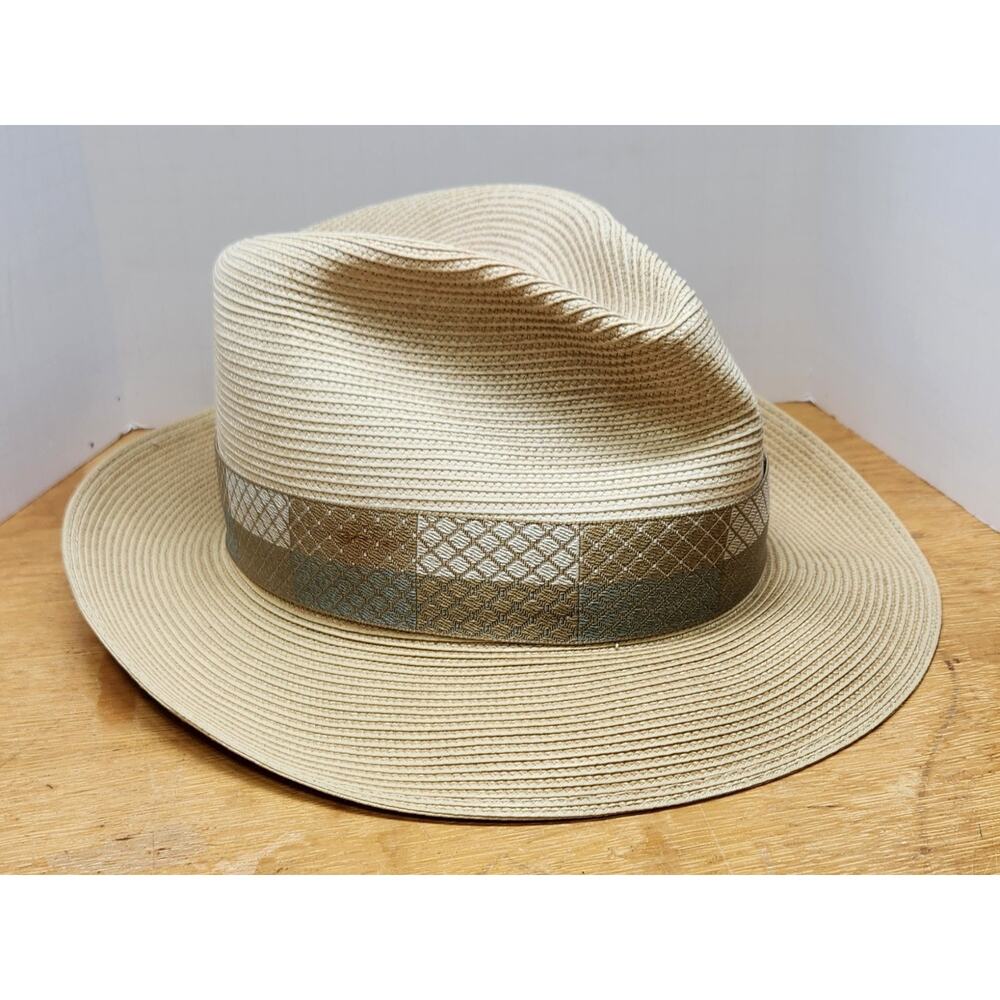STETSON Men's Andover Florentine Milan Straw Fedora Sz 7 3/8 No Pin See Pics